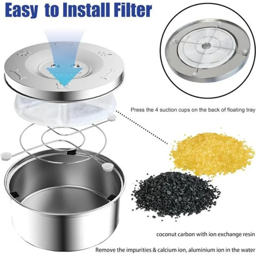 Dog Water Bowl, 3L Large no Spill Dog Bowls, Stainless Steel Bowl Dispenser